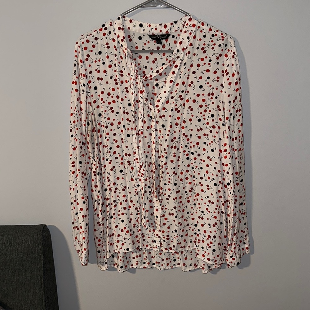 Button up blouse with cherries